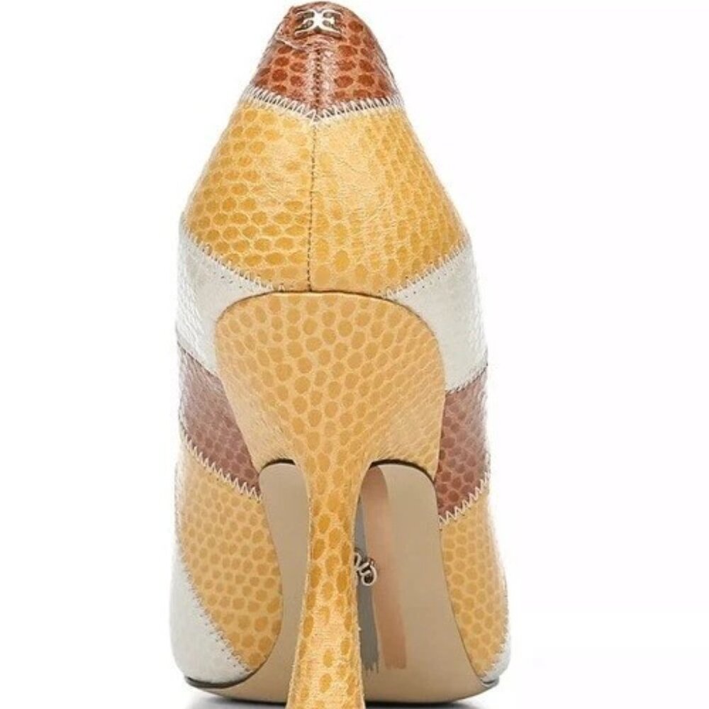Sam Edelman Toni Patchwork Snakeskin Faux Leather Pumps, Size 6.5 M - Picture 4 of 5